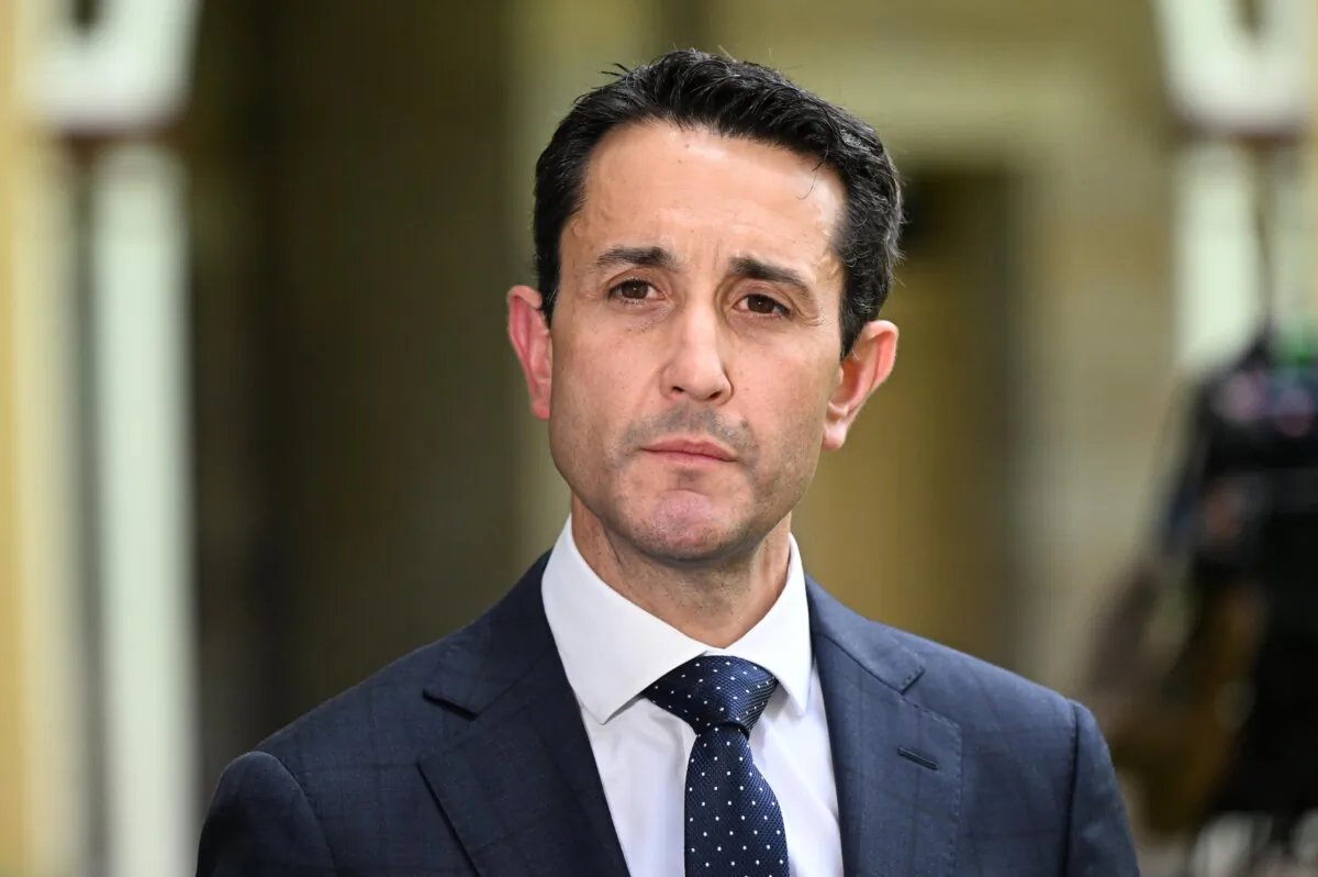 LNP Premier David Crisafulli addresses the media at Parliament House in Brisbane, Australia on Oct. 27, 2024. (AAP Image/Darren England)
