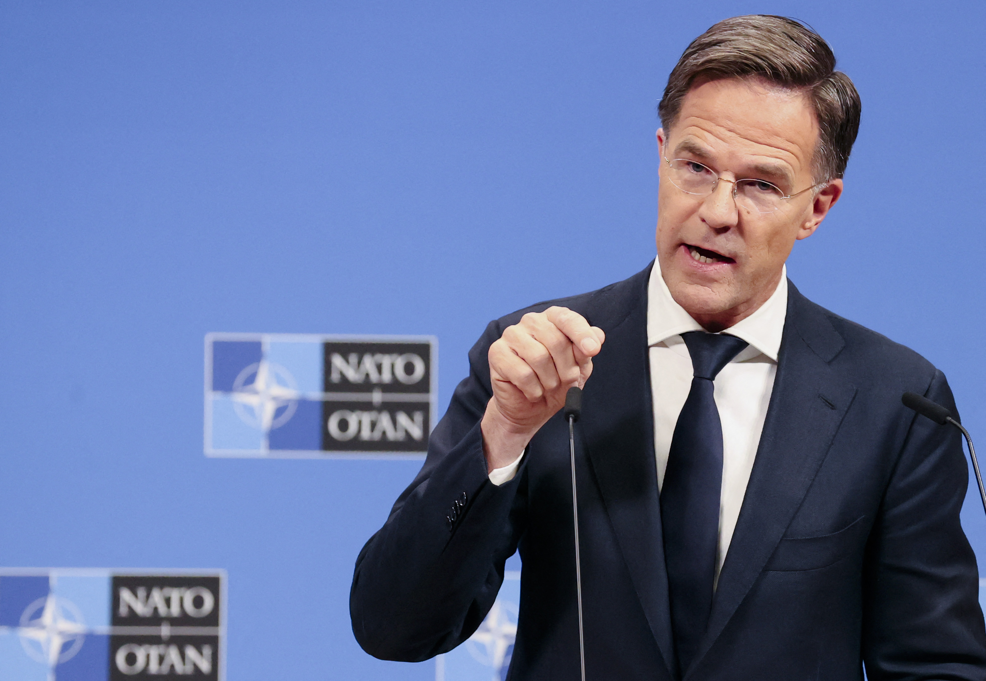 NATO Chief Rutte Holds a Press Conference With Lithuanian Prime Minister