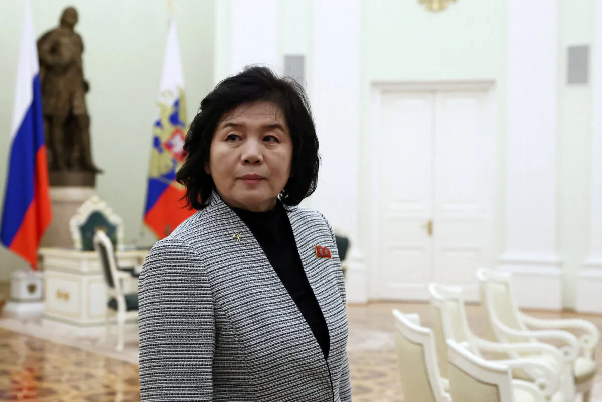 North Korean Foreign Minister Choe Son Hui attends a meeting with Russian President Vladimir Putin in Moscow on Jan. 16, 2024. (Sputnik/Artem Geodakyan/Pool via Reuters)