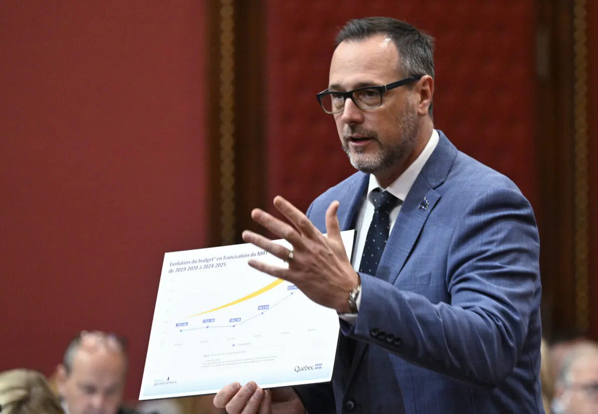 Quebec Minister Responsible for French language Jean-Francois Roberge during Question Period at the legislature in Quebec City, on Oct. 24, 2024. (The Canadian Press/Jacques Boissinot)