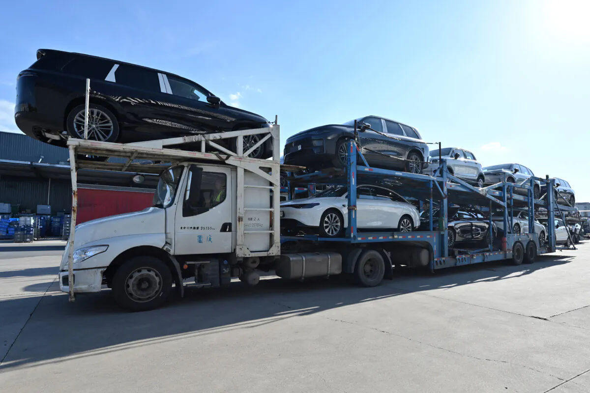 A driver prepares to transport cars at a factory of electric vehicle manufacturer Leapmotor in Jinhua, China's eastern Zhejiang Province, on Sept. 18, 2024. (Adek Berry/AFP via Getty Images)