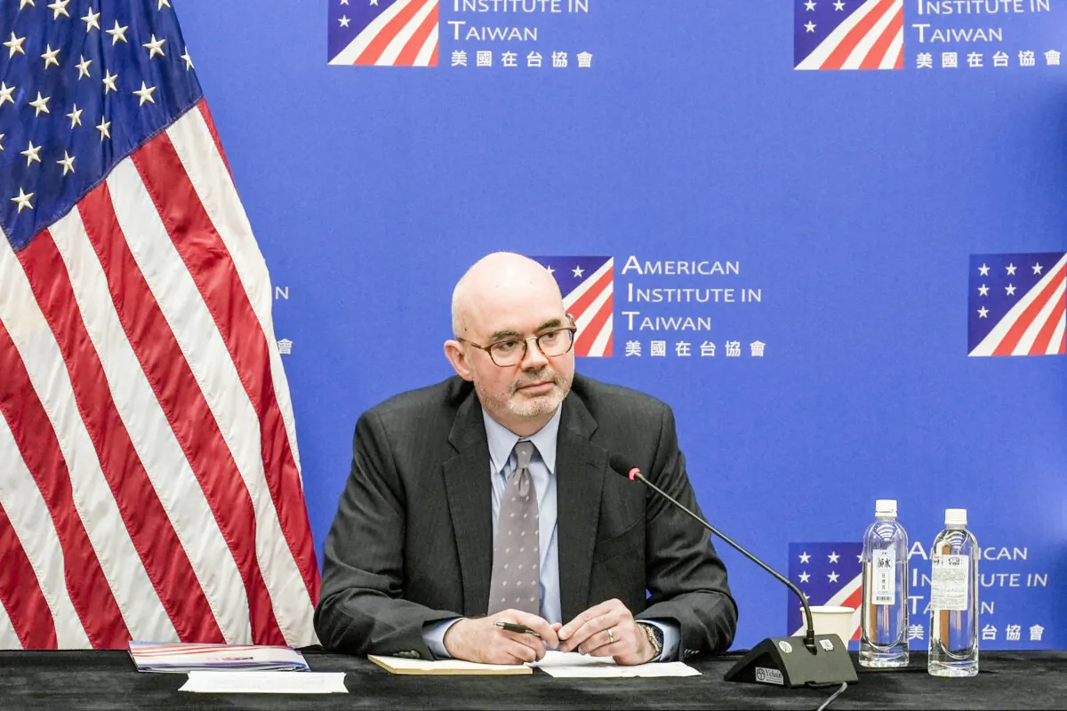 Raymond Greene, director of the American Institute in Taiwan (AIT), attends a press conference in Taipei on Sept. 4, 2024. (Walid Berrazeg/AFP via Getty Images)