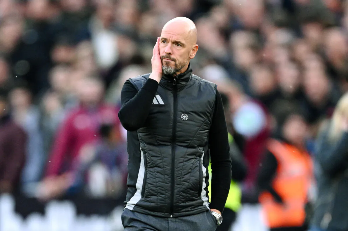 Erik ten Hag, manager of Manchester United, looks on during the Premier League match between West Ham United FC and Manchester United FC at London Stadium in London on Oct. 27, 2024. (Justin Setterfield/Getty Images)