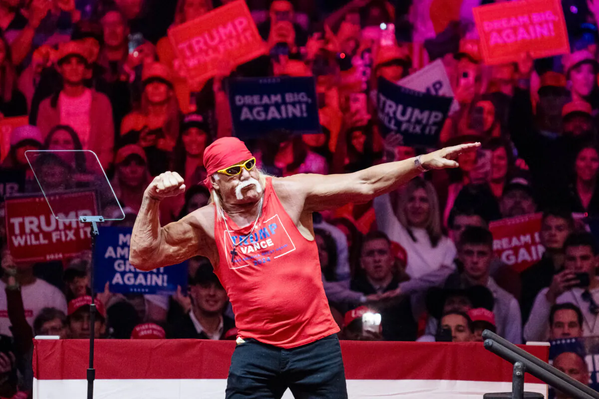 Former WWE wrestler Hulk Hogan attends a campaign rally for former President Donald Trump at Madison Square Garden in New York City on Oct. 27, 2024. (Samira Bouaou/The Epoch Times)
