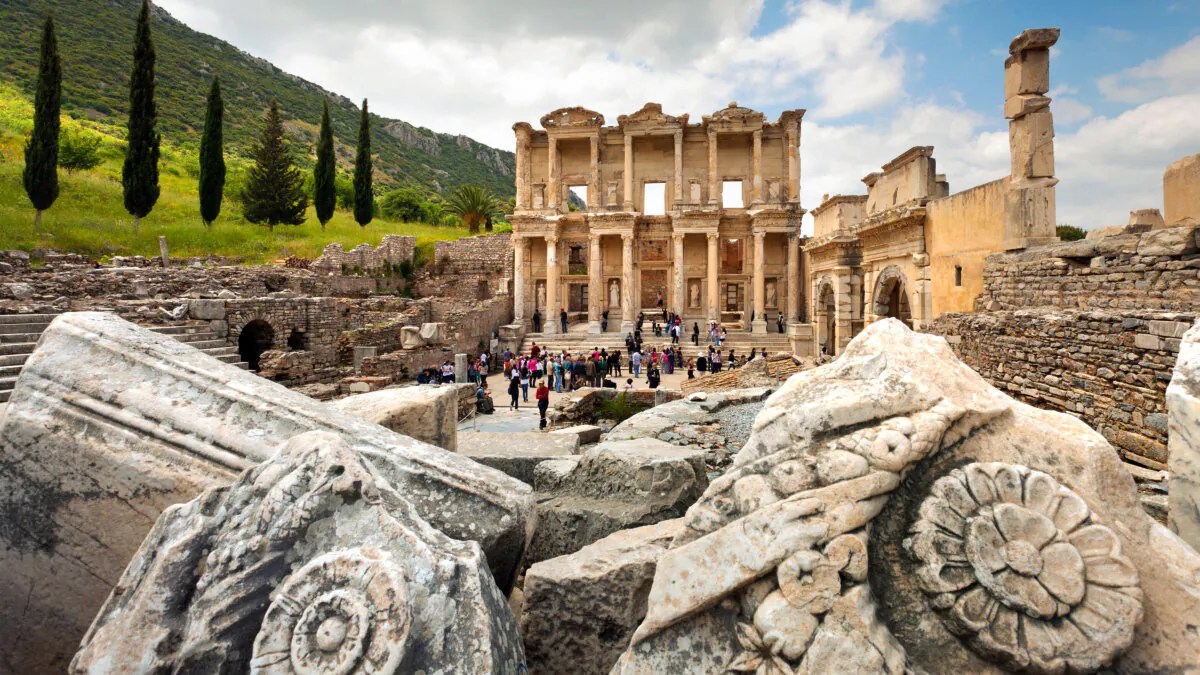 At Ephesus, the monumental facade of the Library of Celsus makes it easy to imagine the grandeur of this ancient Greek and later Roman city at its peak. (Dominic Arizona Bonuccelli, Rick Steves' Europe)