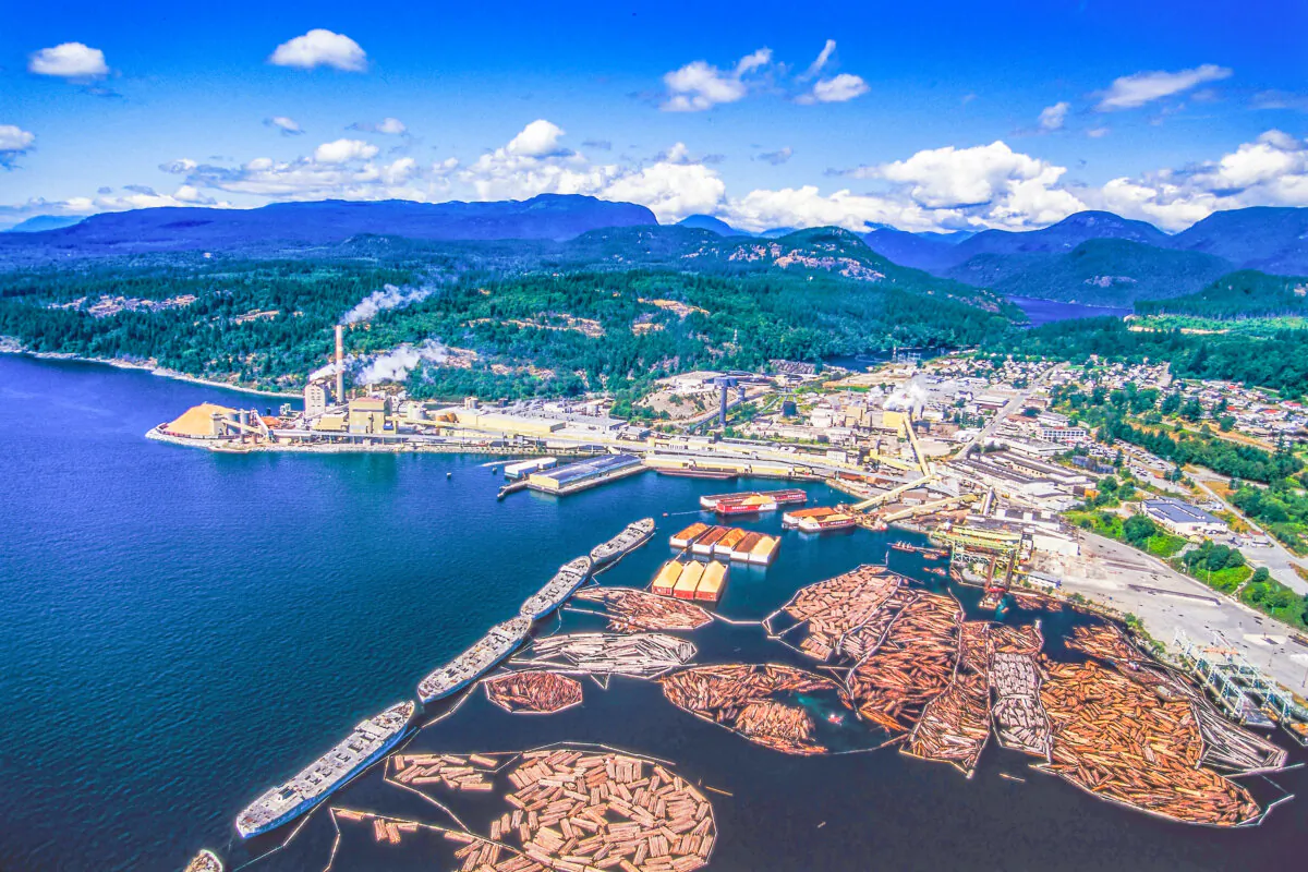 An aerial view of Powell River, B.C., in a file photo. (Russ Heinl/Shutterstock)
