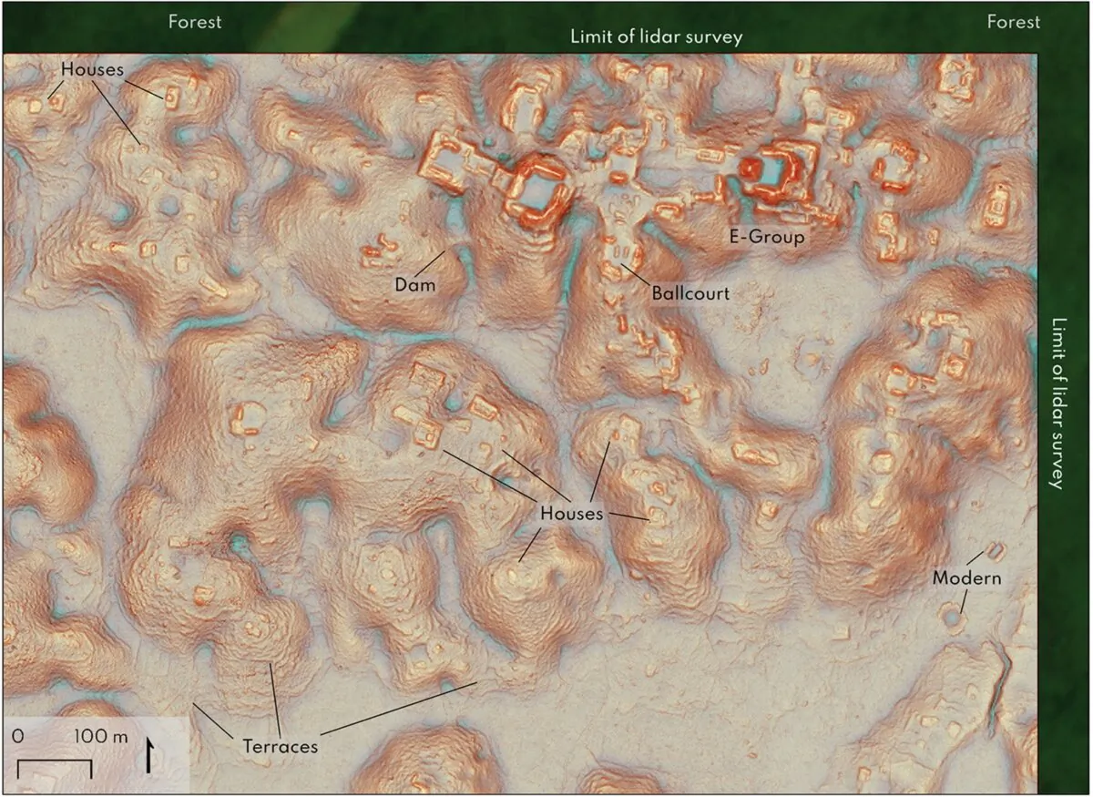 A Lidar image shows what archeologists in Mexico say is a newly discovered lost Mayan city hidden deep in the southern jungle of Campeche, Mexico, in this undated photo released on Oct. 29, 2024. (Published by Cambridge University Press on behalf of Antiquity Publications Ltd/Handout via Reuters