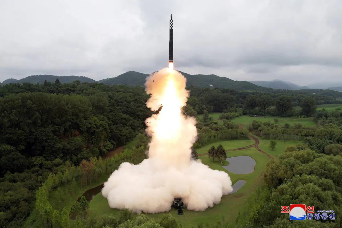 Hwasong-18 intercontinental ballistic missile is launched from an undisclosed location in North Korea in this image released by North Korea's Korean Central News Agency on July 13, 2023. (KCNA via Reuters)