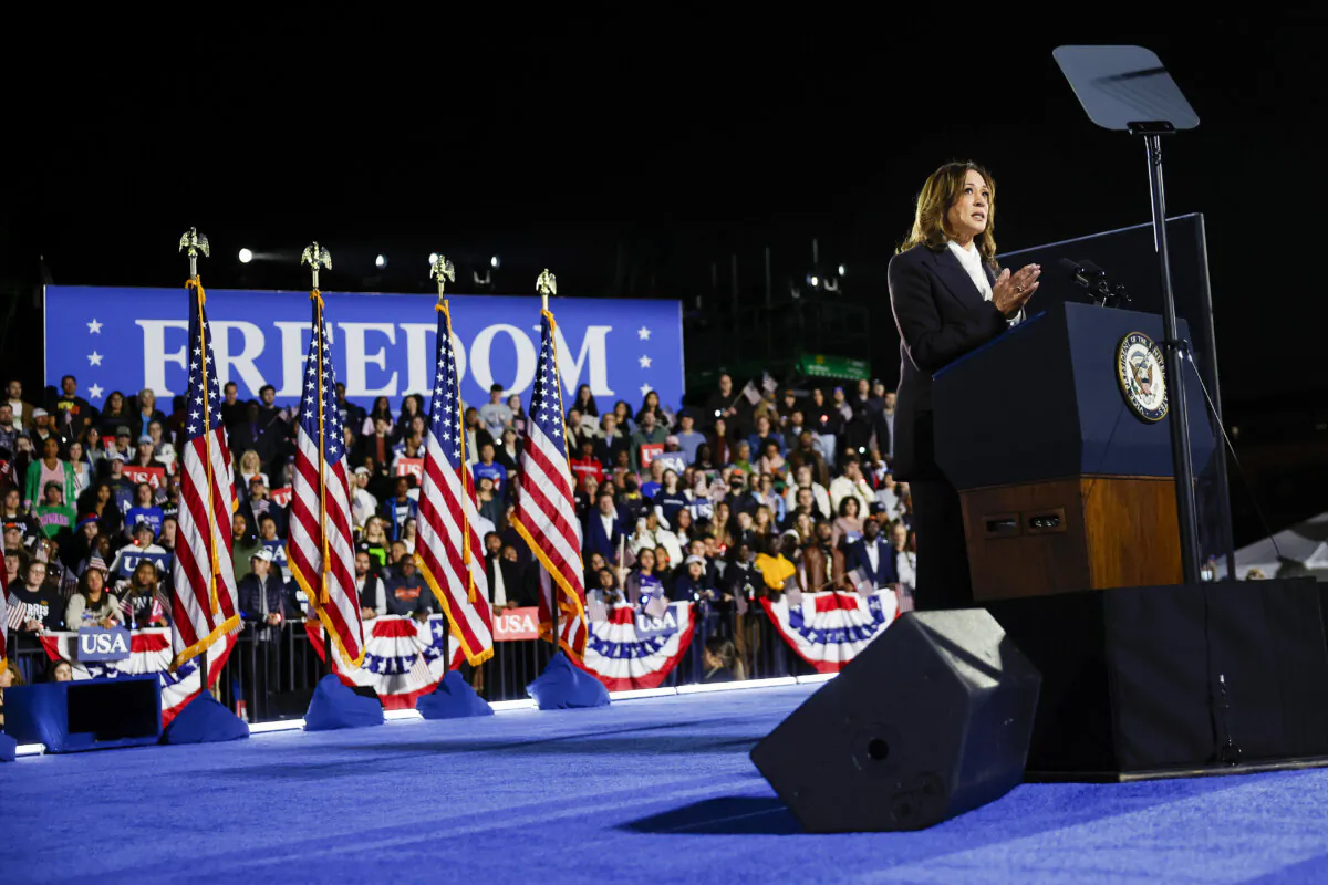 Democratic presidential nominee, Vice President Kamala Harris, speaks during a campaign rally on the Ellipse in Washington on Oct. 29, 2024. (Kevin Dietsch/Getty Images)