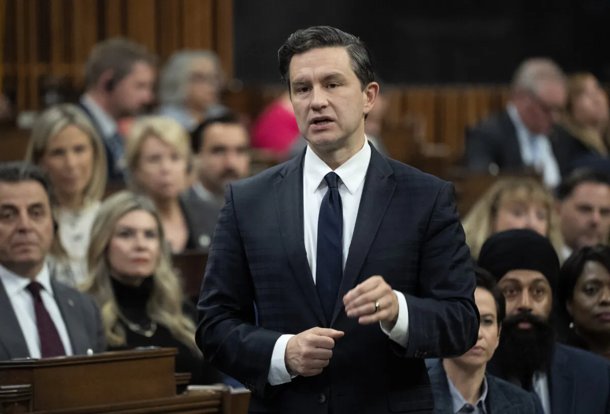 Conservative Leader Pierre Poilievre rises during question period in Ottawa, Oct. 23, 2024. (THE CANADIAN PRESS/Adrian Wyld)