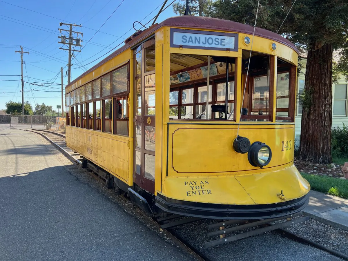 Visitors can take a free ride on the trolley at History Park in San Jose, California. (Courtesy of Karen Gough)