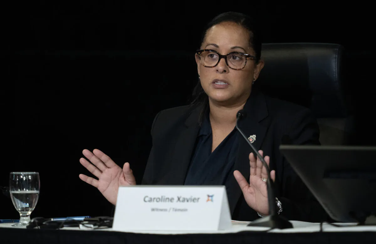 CSE chief Caroline Xavier appears at the Foreign Interference Commission in Ottawa on Sept. 26, 2024. (The Canadian Press/Adrian Wyld)