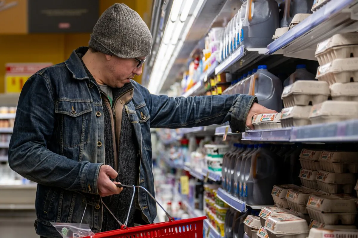 A customer shops for eggs at a grocery store in Austin, Texas, on Feb. 8, 2023. (Brandon Bell/Getty Images)