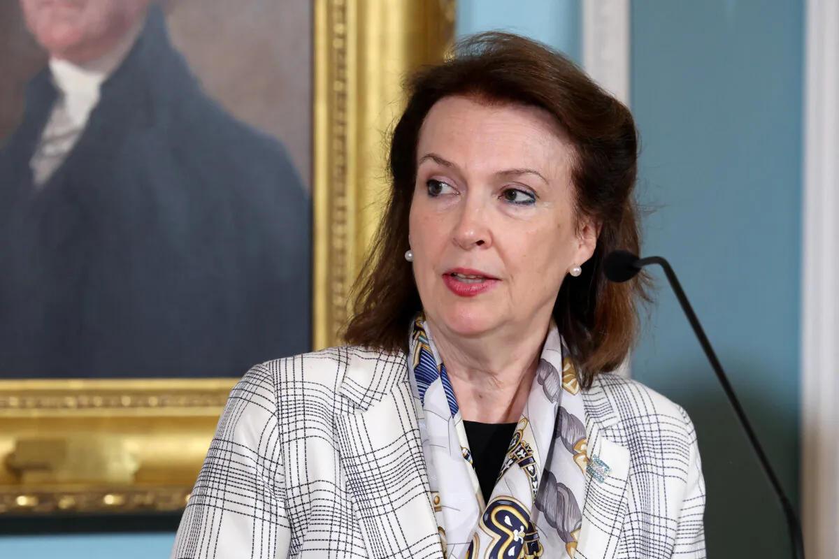 Then-Argentinian Foreign Minister Diana Mondino speaks during a meeting with U.S. Secretary of State Antony Blinken at the State Department in Washington on May 17, 2024. (Amanda Andrade-Rhoades/Reuters)