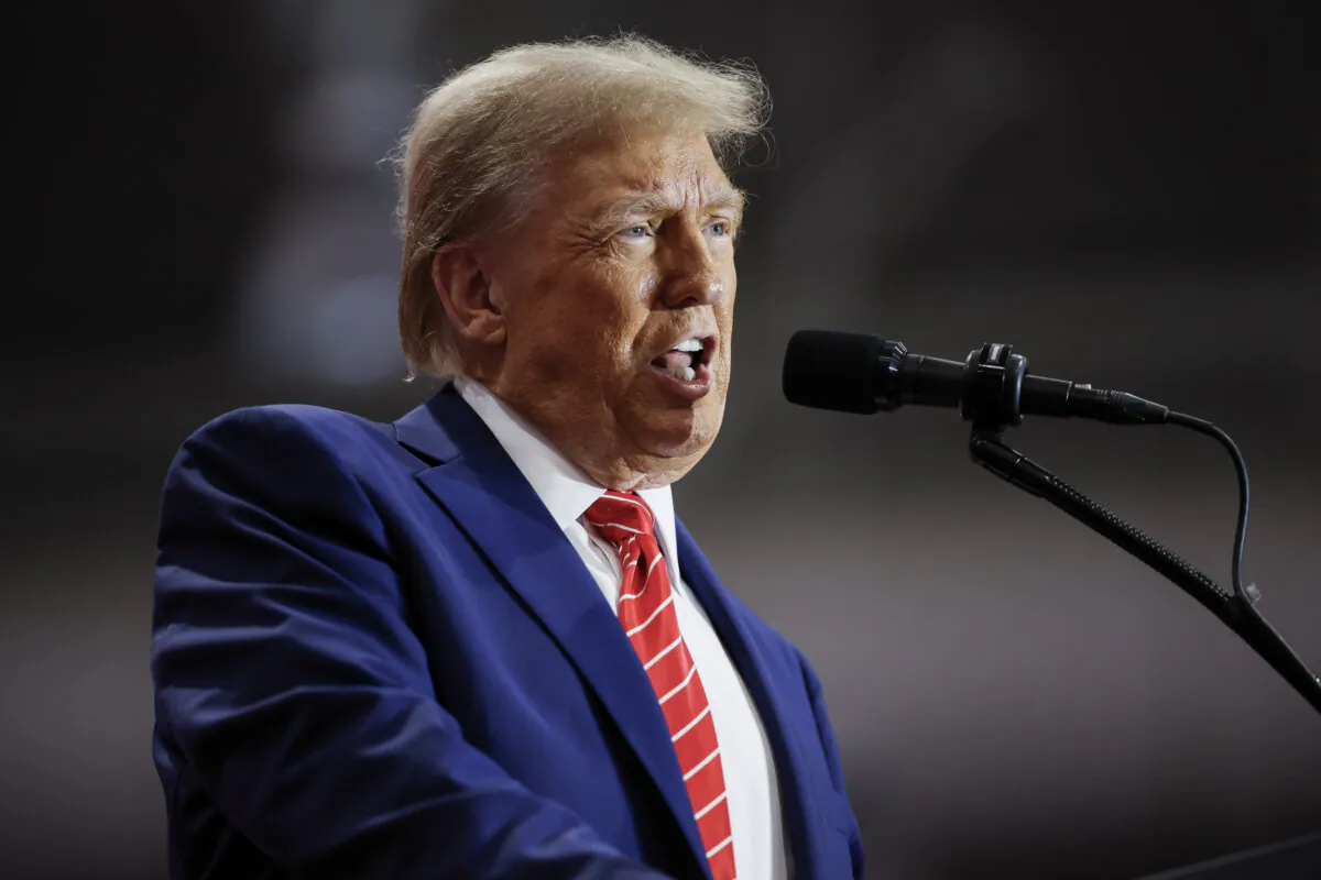 Republican presidential nominee, former President Donald Trump speaks to supporters during a campaign event at the Rocky Mount Event Center in Rocky Mount, N.C., on Oct. 30, 2024. (Chip Somodevilla/Getty Images)