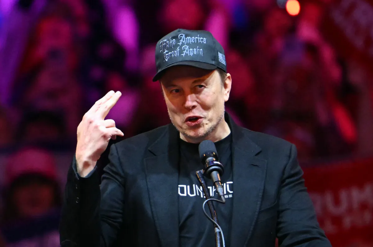 Tesla and SpaceX CEO Elon Musk speaks at a rally for former US President and Republican presidential candidate Donald Trump at Madison Square Garden in New York, Oct. 27, 2024. (Angela Weiss/AFP via Getty Images)