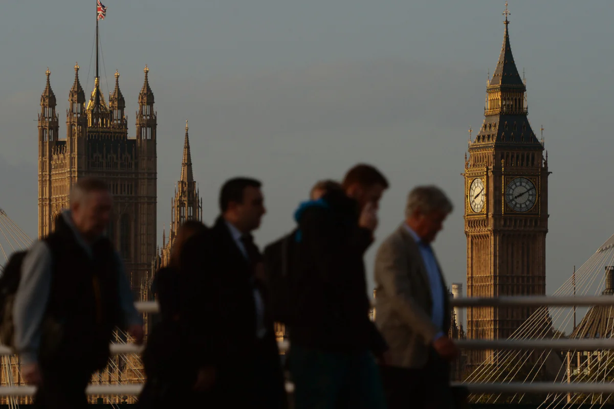 Early morning commuters crossing Waterloo Bridge in London, in a file photo. (Anthony Devlin/PA Wire)
