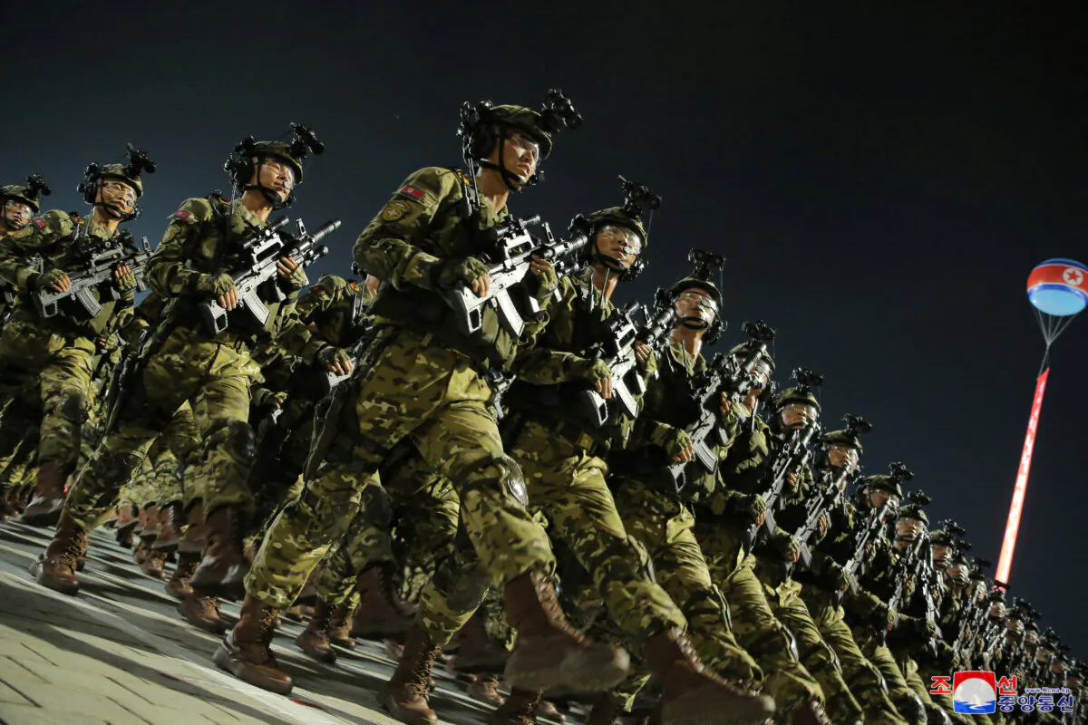 Soldiers participate in a military parade to commemorate the 70th anniversary of the Korean War armistice in Pyongyang, North Korea, on July 27, 2023. (KCNA via Reuters)