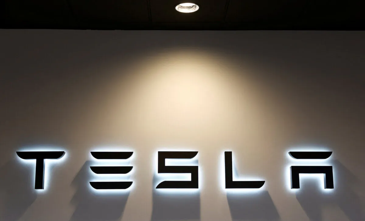 The Tesla Logo at a dealership in Durango, northern Spain, on Oct. 30, 2023. (Vincent West/Reuters)