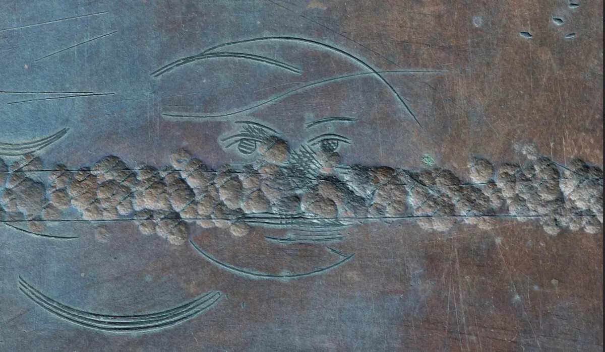 An engraving discovered on the reverse of copper plates that has been attributed to the poet and artist William Blake in Oxford, Britain, in this undated photo. (Bodleian Libraries/Handout via Reuters)
