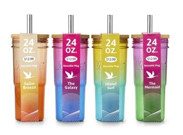This photo provided by the U.S. Consumer Product Safety Commission shows an example of the HALO reusable tumblers with a metal straws being recalled Thursday, Oct. 31, 2024, due to a laceration hazard. (U.S. Consumer Product Safety Commission via AP)