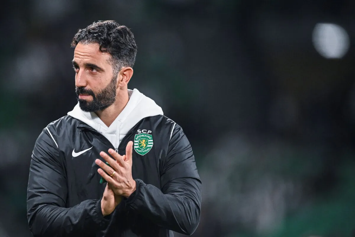 Sporting's coach Ruben Amorim applauds prior the Portuguese League Cup quarter final football match between Sporting CP and CD Nacional at the Jose Alvalade stadium in Lisbon, on October 29, 2024. (Patricia De Melo moreira/AFP via Getty Images)