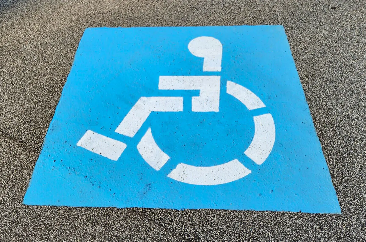 A symbol indicates disability parking in Albany, Western Australia, on April 22, 2024. (Susan Mortimer/The Epoch Times)
