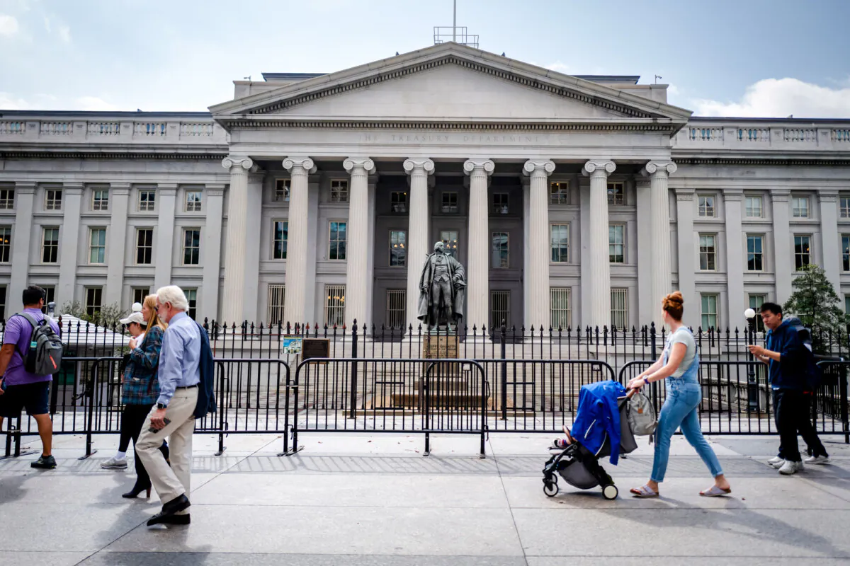 The U.S. Department of the Treasury in Washington on Oct. 3, 2024. (Madalina Vasiliu/The Epoch Times)