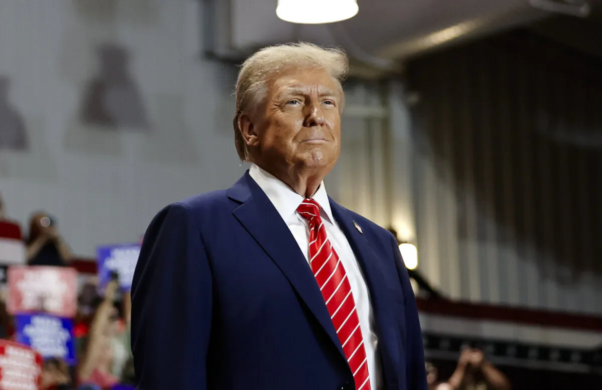 Republican presidential nominee former President Donald Trump greets supporters during a campaign event in Rocky Mount, N.C., on Oct. 30, 2024. (Chip Somodevilla/Getty Images)