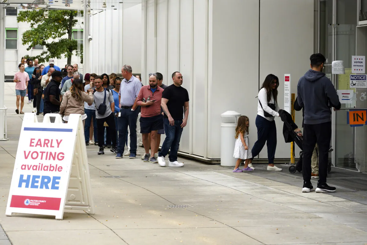 People head into a polling location to cast their votes on the last day of early voting for the 2024 election in Atlanta on Nov. 1, 2024. (Megan Varner/Getty Images)