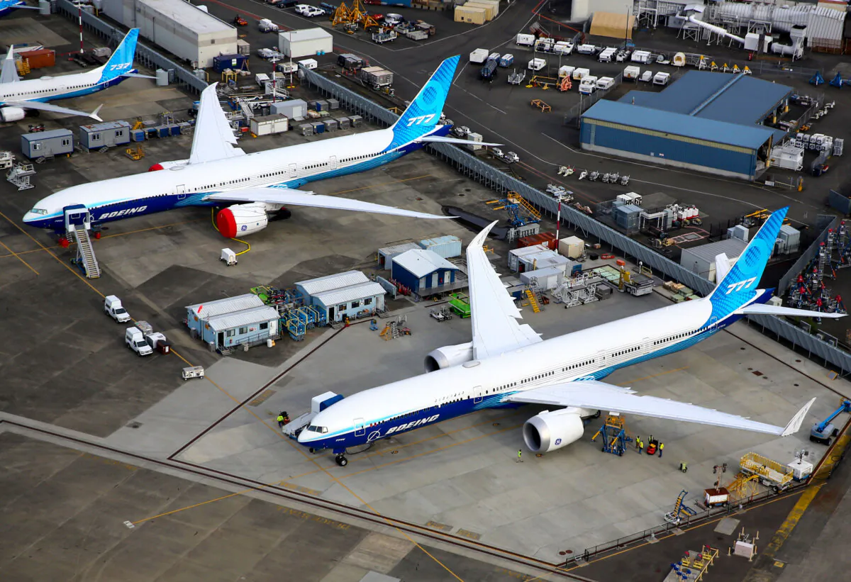 An aerial view of airplanes parked at King County International Airport-Boeing Field in Seattle on June 1, 2022. (Lindsey Wasson/File Photo/Reuters)