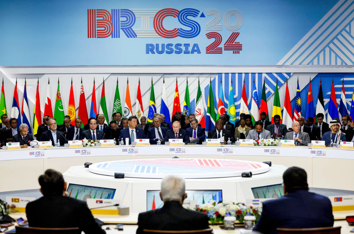 Officials attend a plenary session in the outreach/BRICS Plus format at the BRICS summit in Kazan, Russia, on Oct. 24, 2024. (Maxim Shemetov/Pool/AFP via Getty Images)