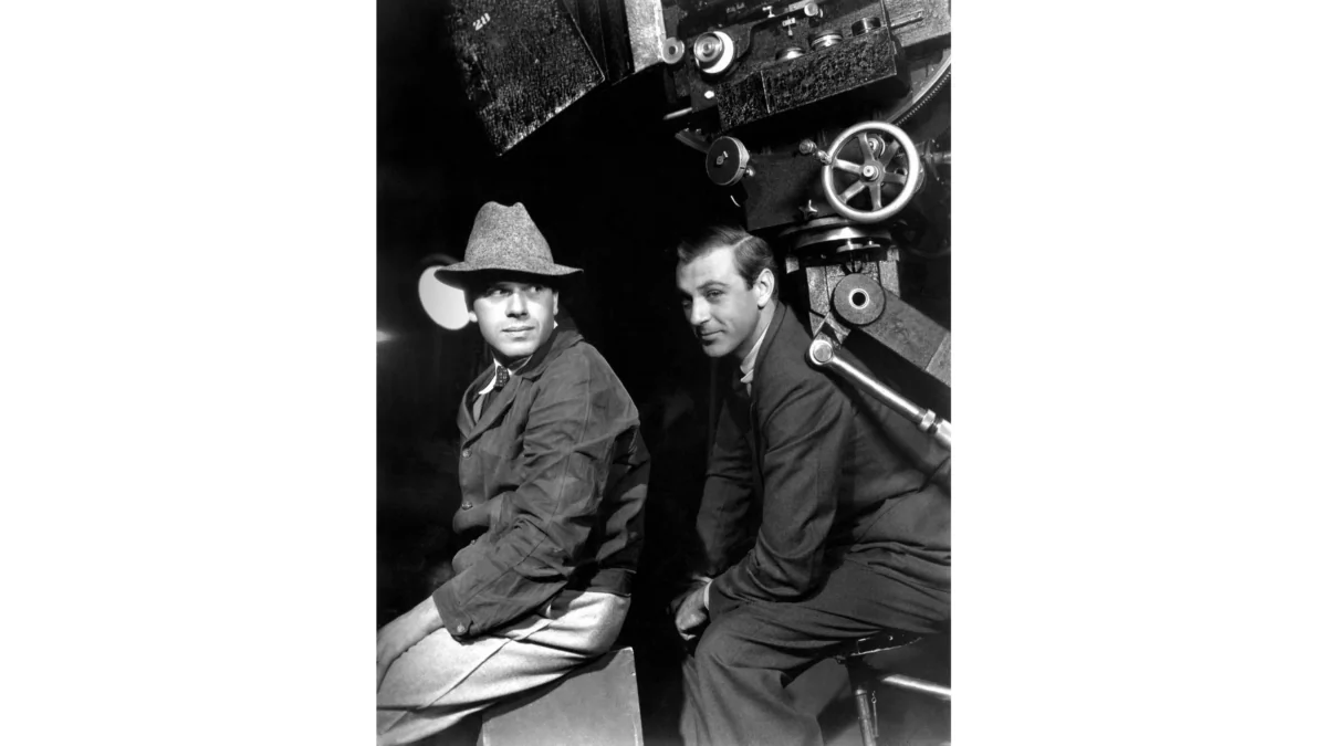 Director Frank Capra (L) and Gary Cooper on the set of “Mr. Deeds Goes to Town.” Capra considered Gary Cooper the right choice for two of his films. (MovieStillsDB)