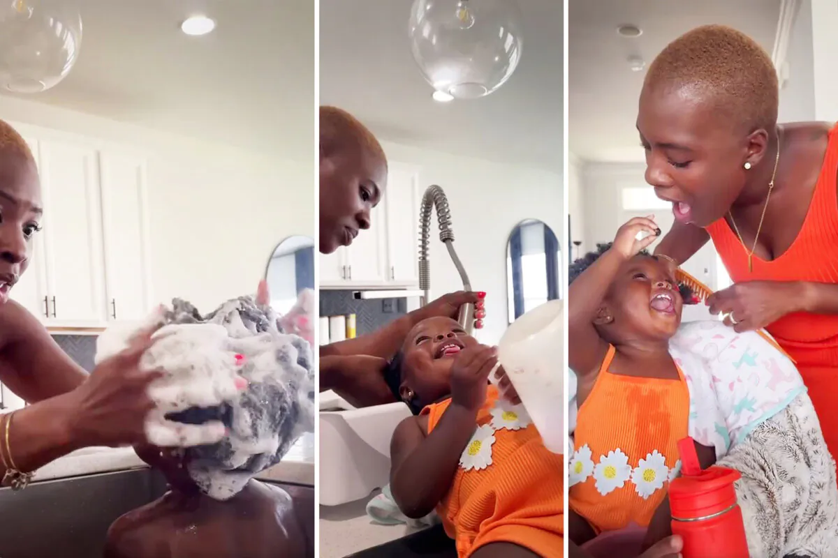 A heartwarming video of mom Tionna Marsh, 31, treating her daughter's type-4 hair went viral. (Courtesy of Tionna Marsh)