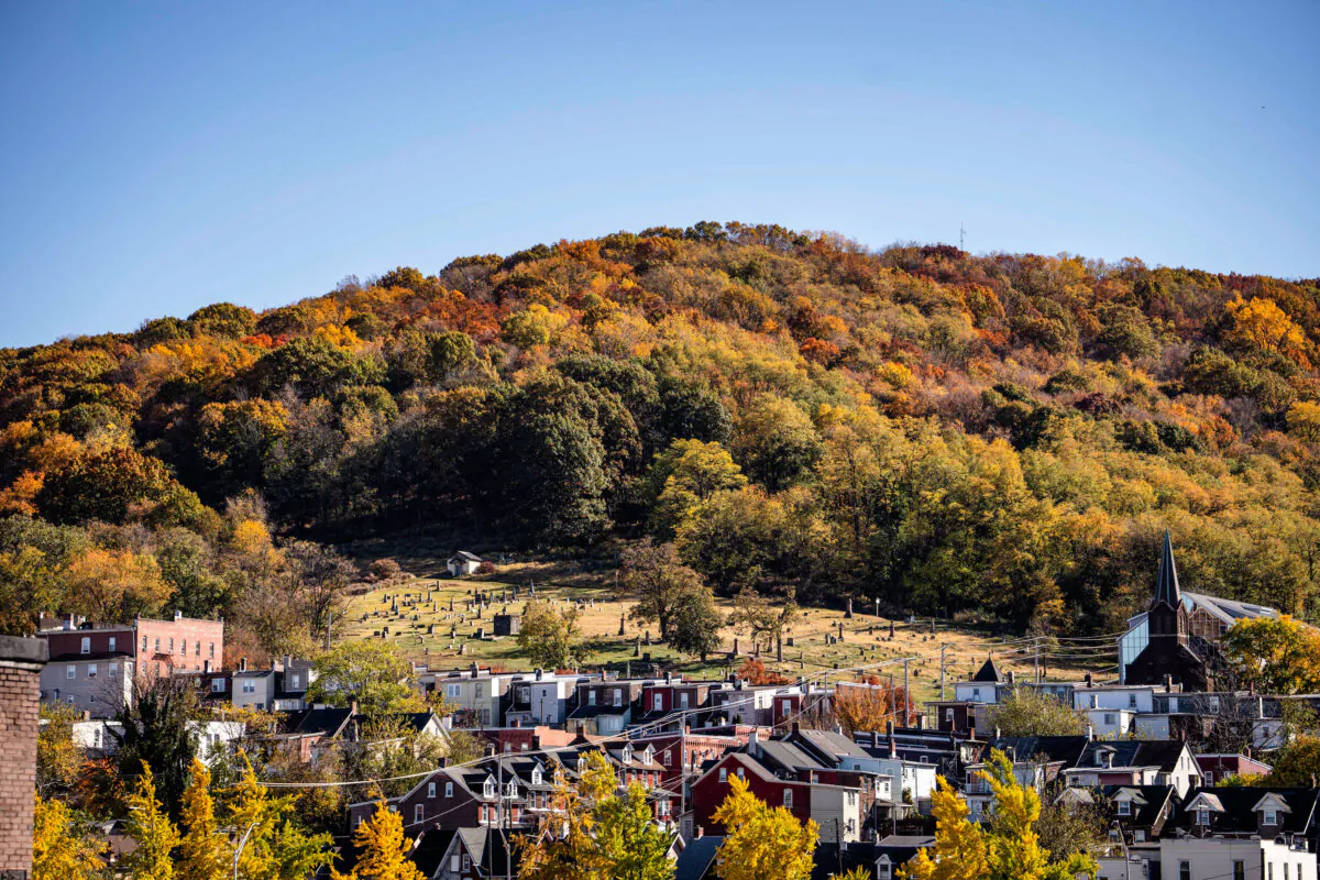 A view from the now-closed Bethlehem Steel plant in Bethlehem, Pa., on Oct. 25, 2024. (Madalina Vasiliu/The Epoch Times)