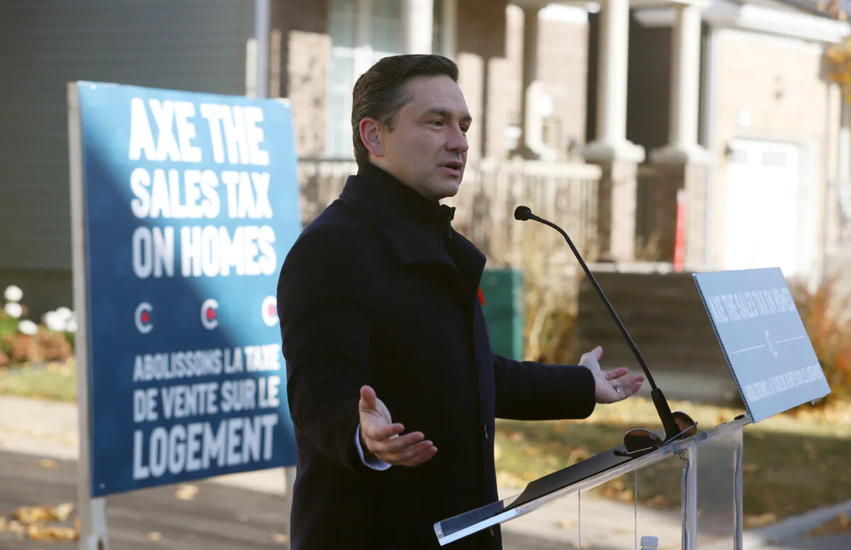 Conservative Leader Pierre Poilievre speaks at a press conference in Ottawa on Oct. 28, 2024. (The Canadian Press/Patrick Doyle)
