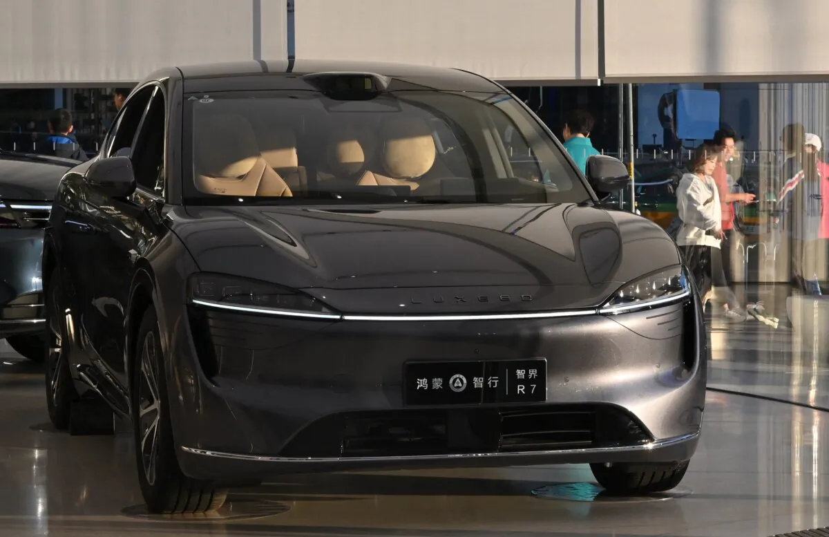A Chery Luxeed R7 electric car is displayed at a showroom in Beijing on Oct. 10, 2024. (Adek Berry/AFP via Getty Images)