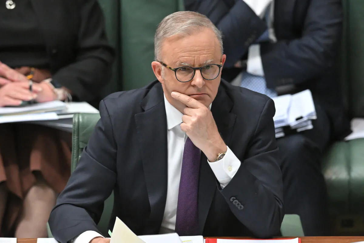 Prime Minister Anthony Albanese during Question Time in the House of Representatives at Parliament House in Canberra, Australia, on Nov. 4, 2024. (AAP Image/{Mick Tsikas)