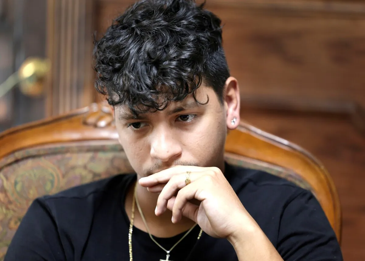 Parkland shooting victim Anthony Borges sits at his attorney's office in Wilton Manors, Fla., on June 26, 2024. (Carline Jean/South Florida Sun-Sentinel via AP)
