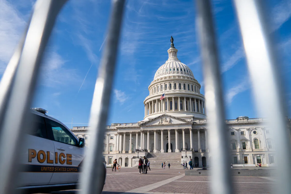 Security bike racks stand outside the U.S. Capitol ahead of the Women's March in Washington on Nov. 2. (Allison Robbert/ AFP)