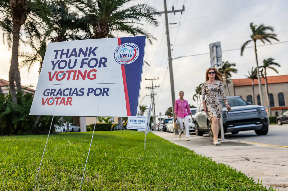 Voters take to the polls in Palm Beach, Fla., on Nov. 5, 2024. (John Fredricks/The Epoch Times)