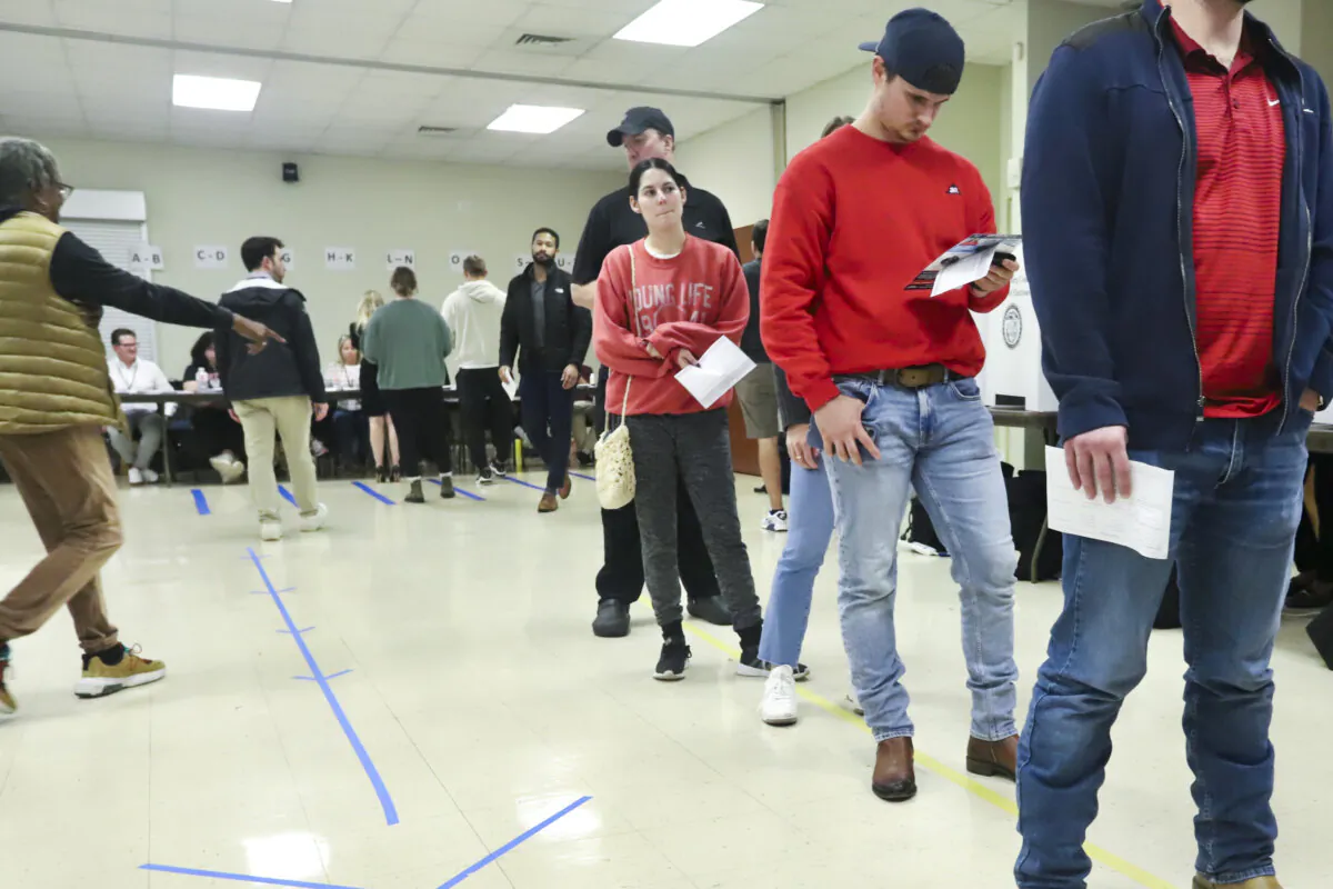 Voters continued to file during the middle of the afternoon at the precinct located at Greater Galilee Baptist Church in Charlotte, N.C., on Nov. 5, 2024. (Jennifer Podis for The Epoch Times)