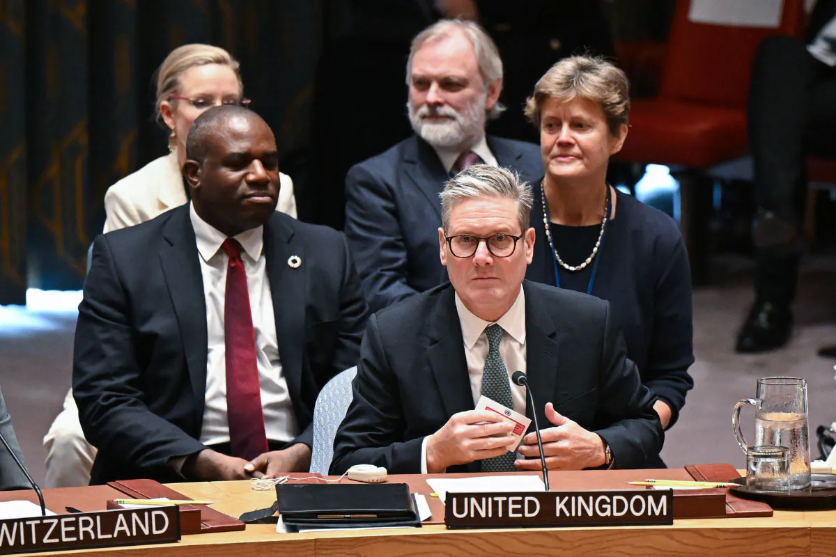 Prime Minister Sir Keir Starmer (centre) with Foreign Secretary David Lammy (centre left) attend the Security Council during the 79th United Nations General Assembly at the UN headquarters in New York, the United States, on Sept. 25, 2024. (Leon Neal/PA Wire)