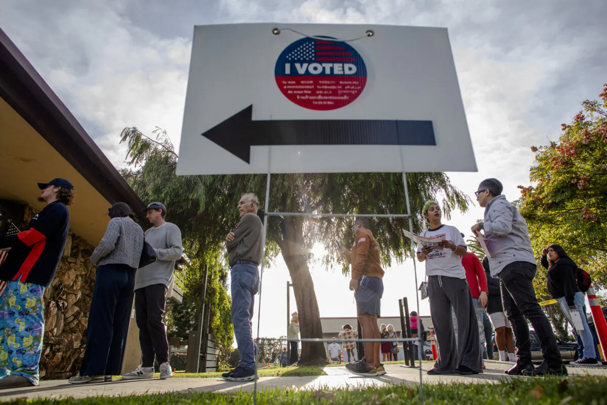 People wait to vote at the Joslyn Park center in Santa Monica, Calif., on Nov. 5, 2024. (Apu Gomes/Getty Images)