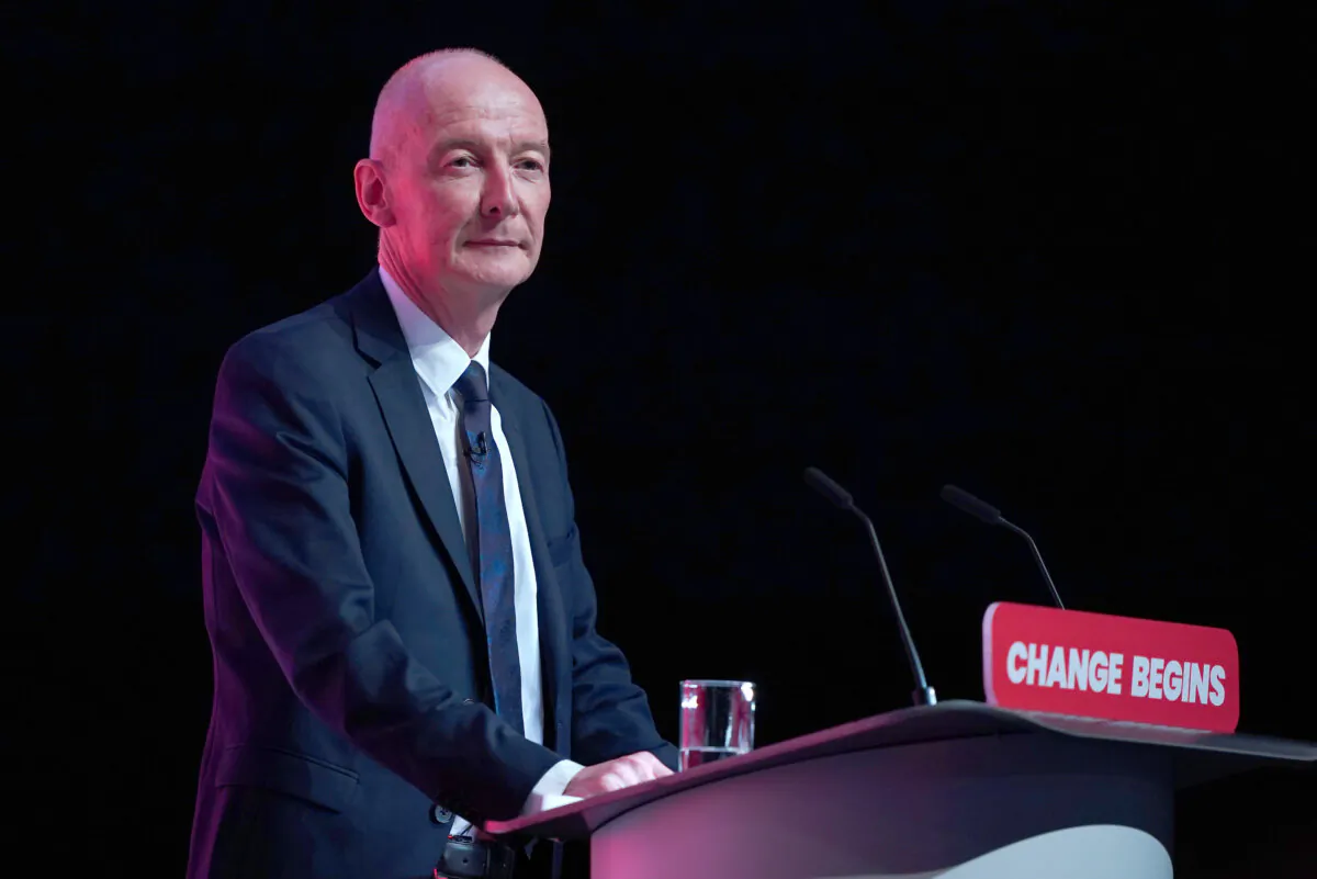 Chancellor of the Duchy of Lancaster Pat McFadden speaking during the Labour Party Conference in Liverpool, England, on Sept. 22, 2024. (Peter Byrne/PA Wire)