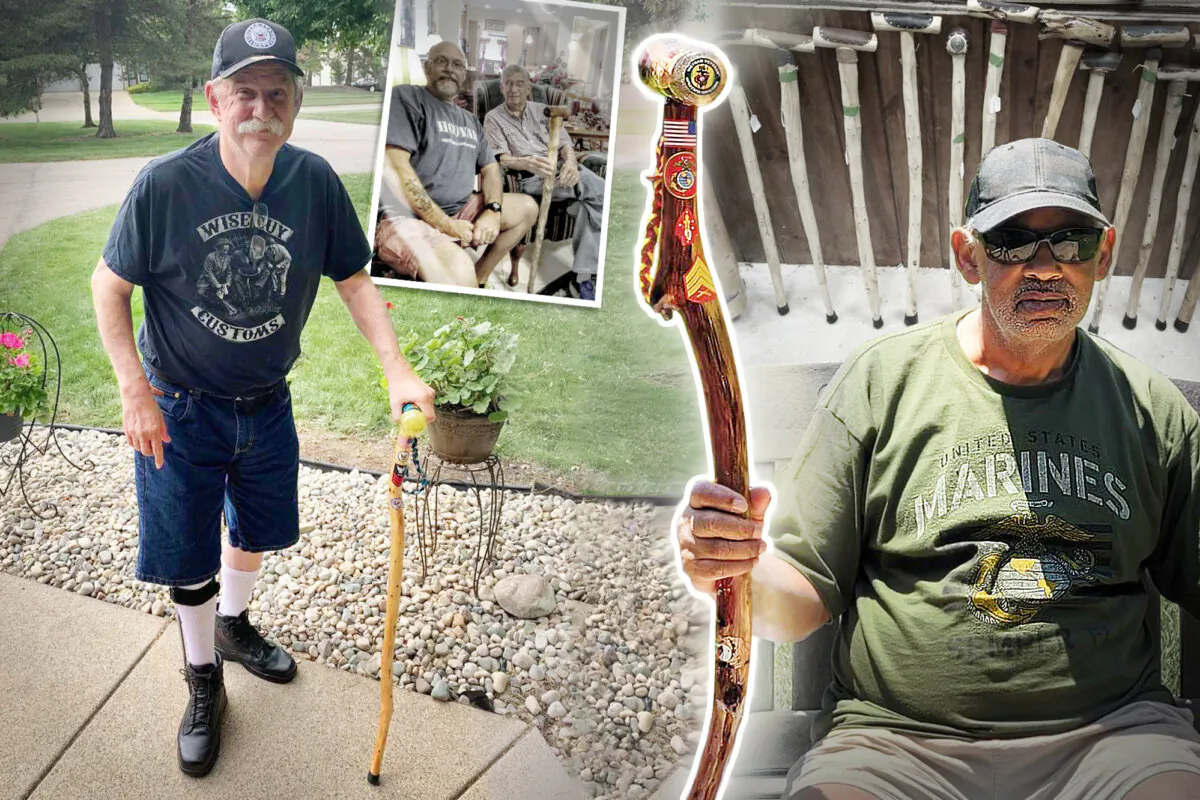 (Illustration by The Epoch Times; Courtesy of Free Canes For Veterans)