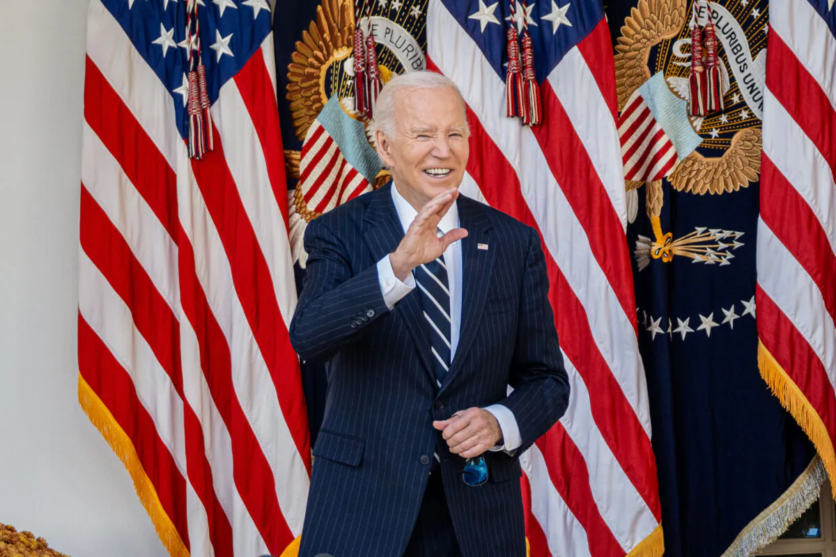 President Joe Biden addresses the nation after presidential election results, congratulating President-elect Donald Trump at the Rose Garden of the White House in Washington on Nov. 7, 2024. (Madalina Vasiliu/The Epoch Times)