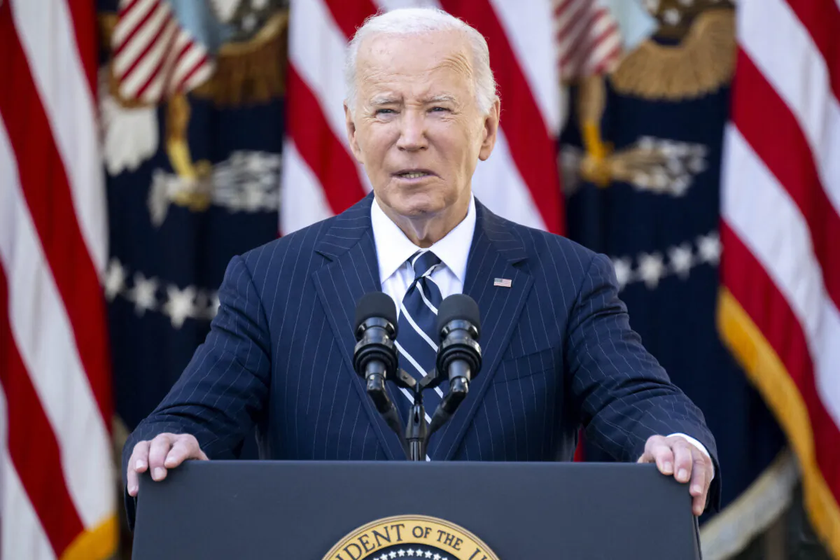 President Joe Biden addresses the nation from the Rose Garden of the White House, on Nov. 7, 2024. (Saul Loeb/AFP via Getty Images)