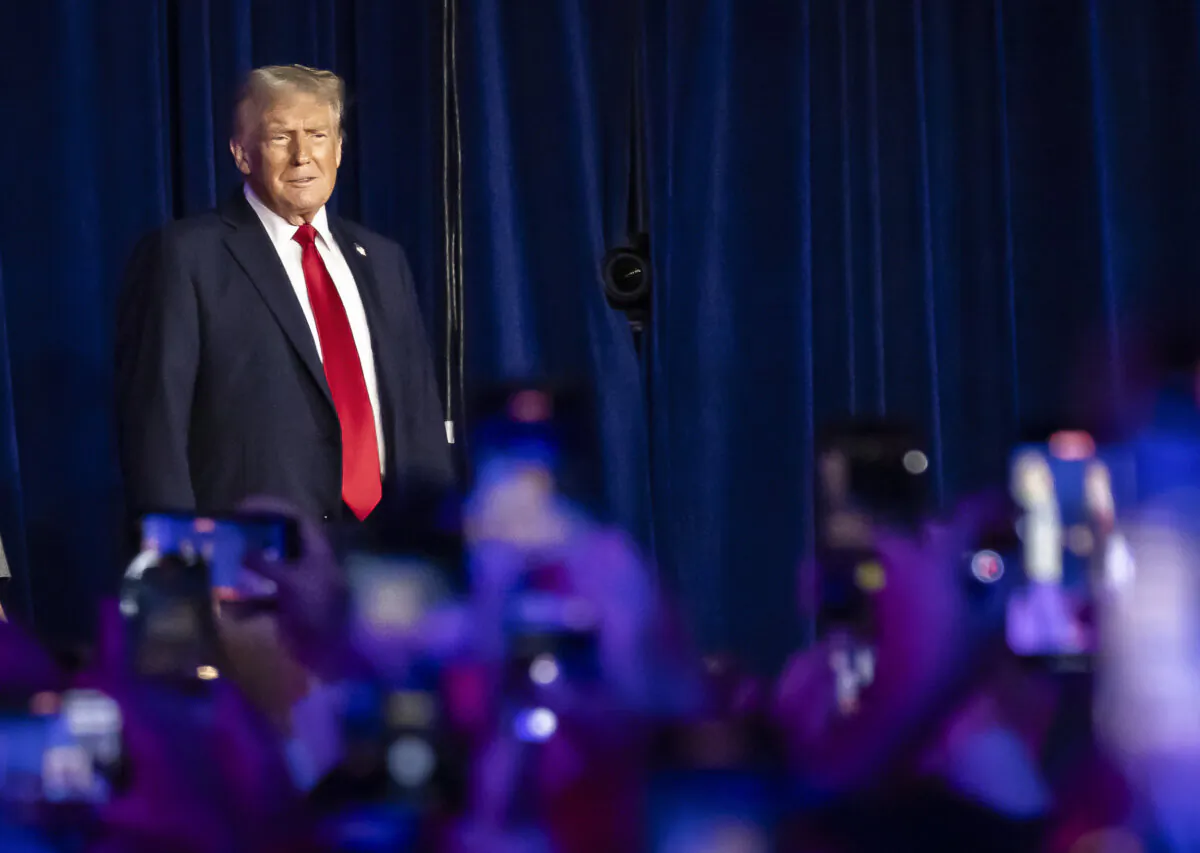 President-elect Donald Trump speaks to supporters after winning the presidential election in West Palm Beach, Fla., on Nov. 6, 2024. (John Fredricks/The Epoch Times)