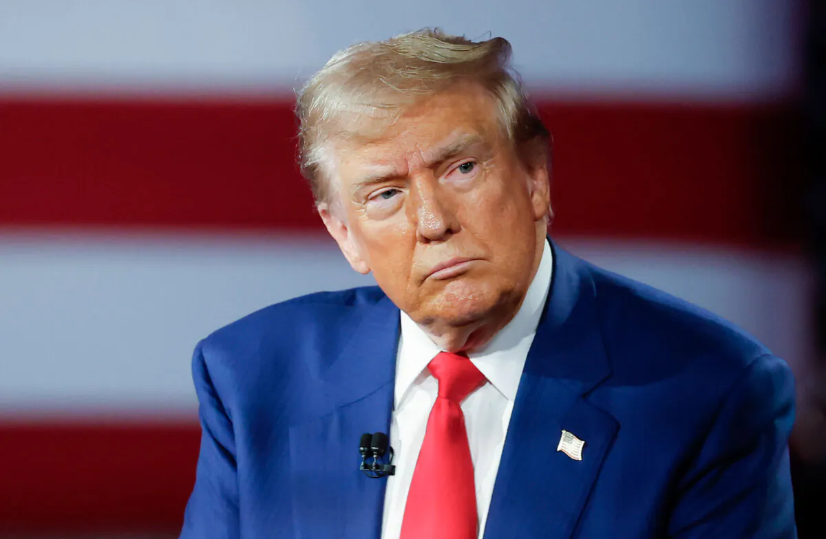 Republican presidential nominee, former President Donald Trump participates in a Fox News Town Hall with Sean Hannity at the New Holland Arena in Harrisburg, Pa., on Sept. 4, 2024. (Kevin Dietsch/Getty Images)